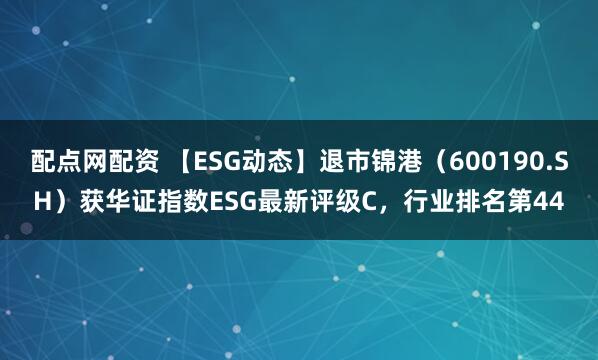 配点网配资 【ESG动态】退市锦港（600190.SH）获华证指数ESG最新评级C，行业排名第44
